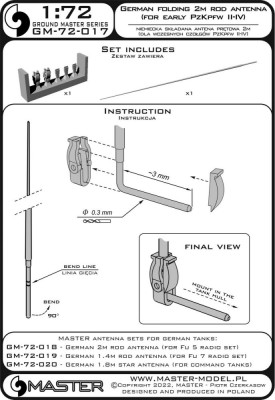 Master (Pl) MASTG72017 German WWII folding 2m rod antenna (1 pc.) 1/72