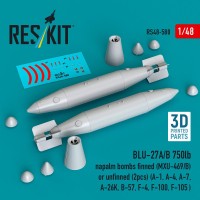 Reskit 48580 BLU-27A/B 750lb napalm bombs finned/unfinned 1/48