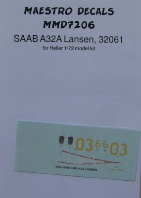 Maestro Models MMCD-7206 1/72 SAAB A32A Lansen (decals)