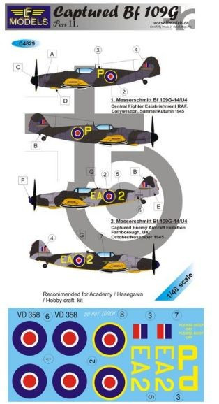 LF Model C4829 Decals Captured Bf 109G Part II. (HAS) 1/48