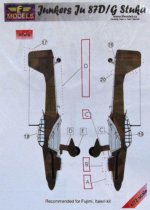 LF Model M7216 Mask Ju 87D/G Stuka (FUJI/ITAL) 1/72