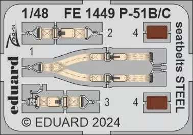 Eduard FE1449 P-51B/C seatbelts STEEL (EDU) 1/48