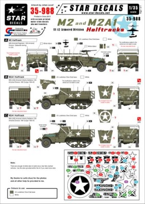 Star Decals STAR35988 U.S. M2 and M2A1 Halftracks - 12th Armored Division 1/35