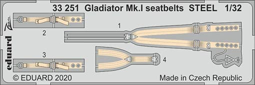 Eduard 33251 1/32 Gladiator Mk.I seatbelts STEEL (ICM)