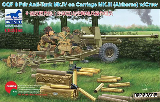 Bronco CB35168 OQF 6 Pdr Anti-Tank Gun Mk.IV on Carriage Mk.III (Airborne) with Crew 1/35