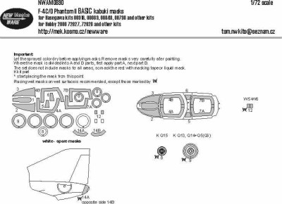 New Ware NWA-M0890 Mask F-4C/D Phantom II BASIC (HAS) 1/72