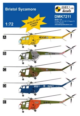4+ Publications DMK72011 Decals Bristol Sycamore (5x camo) 1/72