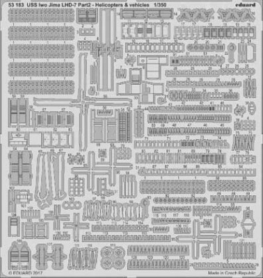 Eduard 53183 USS Iwo Jima LHD-7 pt.2 helicopters &amp; vehicles 1/350 1/350