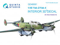 Quinta studio QD48081 Як-2/Як-4 (для модели Mars Models) 3D Декаль интерьера кабины 1/48