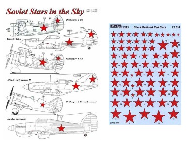 AML AMLD72024 Декали Red Stars (Black Outlined) - Part II. 1/72