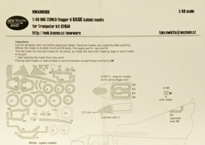New Ware NWA-M0106 Mask MiG-23MLD Flogger-K BASIC (TRUM 02856) 1/48
