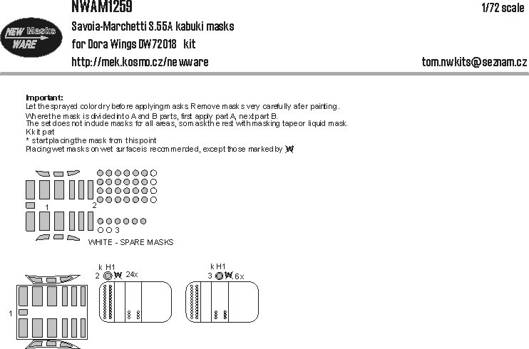New Ware NWA-M1259 Mask S.Marchettti S.55A (DORA W.) 1/72