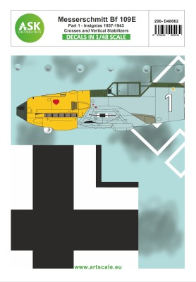 Art Scale 200-D48062 Messerchmitt Bf-109E part 1 Insignias, Crosses and Vertical Stabilizers 1937-1943 1/48
