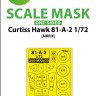 Art Scale 200-M72030 Curtiss Hawk 81-A-2 wheels and canopy frame paint masks (outside only) 1/72
