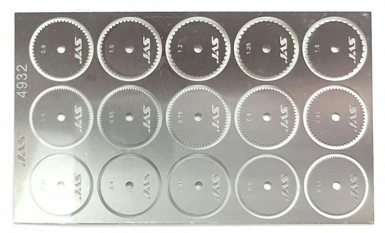 Jas 4932 Набор дисков для ревитера d 15 мм, шаг 0,35 - 1,5 мм, 15 шт.