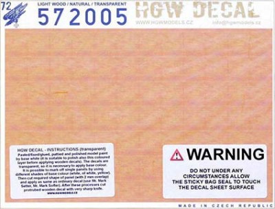 HGW 572005 Decals Light Wood - NATURAL (transparent) 1/72
