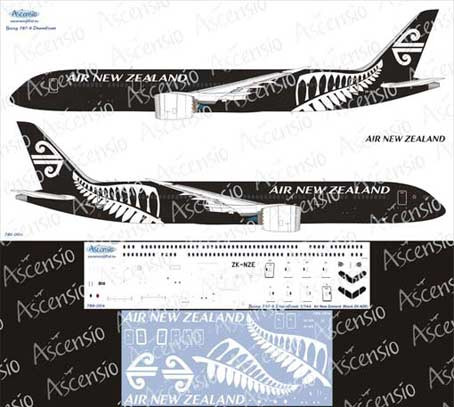 Ascensio 789-004 Boeing 787-9 (Air New Zealand (Black)) 1/144