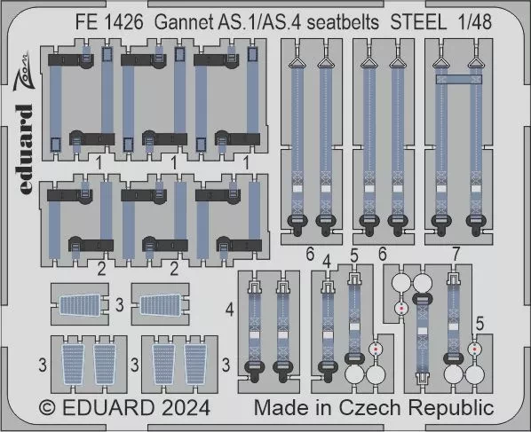 Eduard FE1426 Gannet AS.1/AS.4 seatbelts STEEL (AIRF) 1/48
