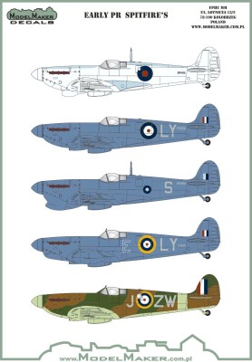 Model Maker Decals D72132 Early PR Supermarine Spitfires PR Mk.ID, Mk.ID Trop, PR Mk.IF, 1/72