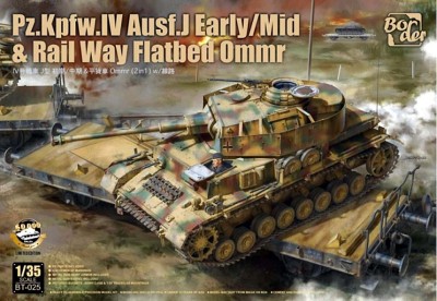 Border Model BT-025 Pz IV Ausf. J Early/Mid &amp; Railway Flatbed Ommr 1/35