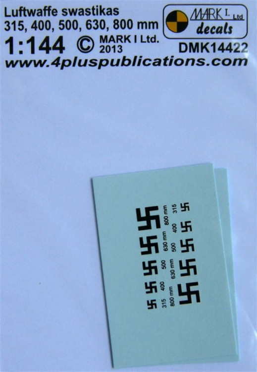 4+ Publications DMK-14422 1/144 Decals Luftwaffe swastikas (2 sets)