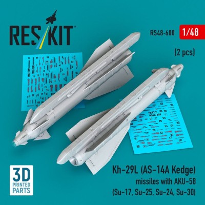 Reskit 48600 Kh-29L (AS-14A Kedge) missiles w/ AKU-58 (2x) 1/48