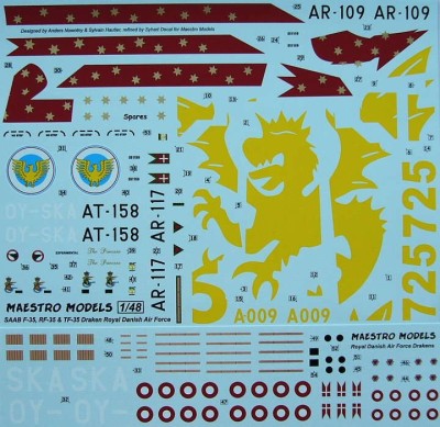 Maestro Models MMCD-4803 1/48 SAAB 35 Draken Danish Air Force (decals)