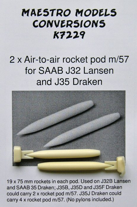 Maestro Models MMCK-7229 1/72 Rocket pod m/57 for Lansen/Draken (2 pcs.)