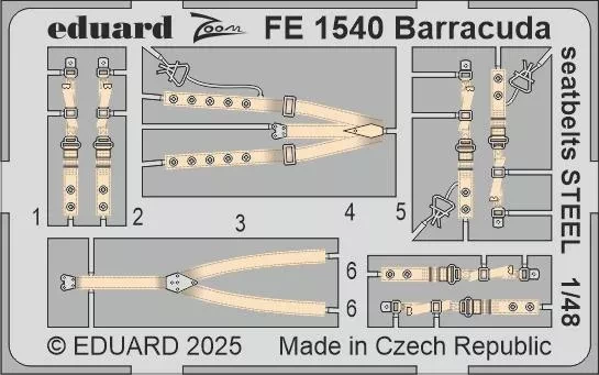 Eduard FE1540 Barracuda seatbelts STEEL (TRUMP) 1/48