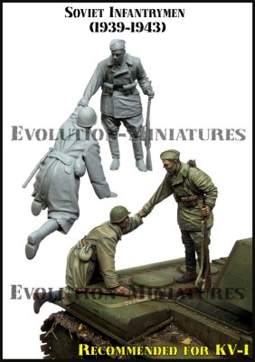 Evolution Miniatures 35217 Пехота РККА забирается на танк, 2 фигуры 1/35