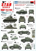 Star Decals 72-A1105 Nicaragua. Guarda Nacional and Sandinista guerilla. Staghound Mk.I, M4A3E8 105mm Sherman 1/72