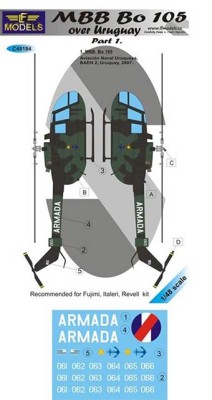 Lf Model C48184 Decals MBB Bo 105 over Uruguay (FUJI) Part 1 1/48
