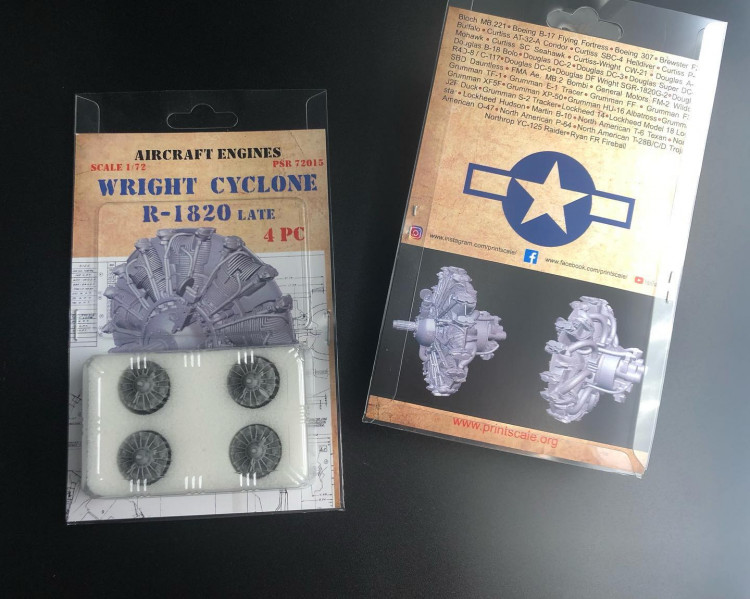 Print Scale PSR72015 Wright R-1820 Cyclone The complete set 4 piece 1/72