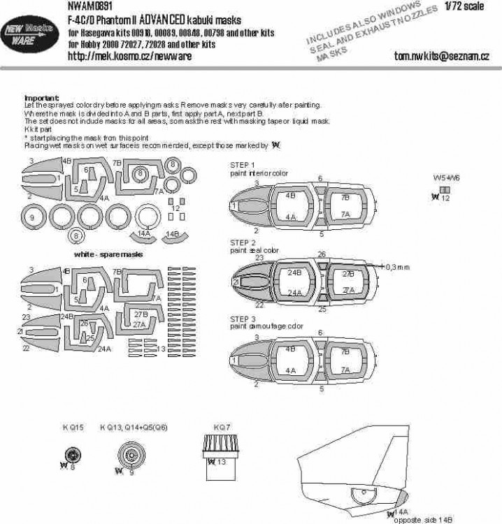 New Ware NWA-M0891 Mask F-4C/D Phantom II ADVANCED (HAS) 1/72