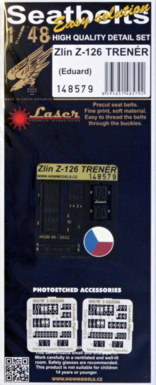 HGW 148579 Seatbelts Zlin Z-126 Trener (laser) 1/48