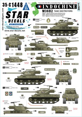 Star Decals 35-C1448 Indochine # 10 French M36B2 Tank Destroyers R.B.C.E.O , R.B.F.M and R.I.C.M 1/35