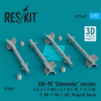 Reskit 72477 AIM-9B 'Sidewinder' missiles (4 pcs.) 1/72