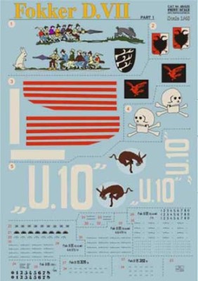 Print Scale 48-025 Fokker D VII Part 1 Wet decal Wet decal The complete set 4 leaf 1/48