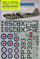 AZ Model A4016 Decal set Fairey Firefly NF.1 (RAF, RCAF) 1/48 1/72