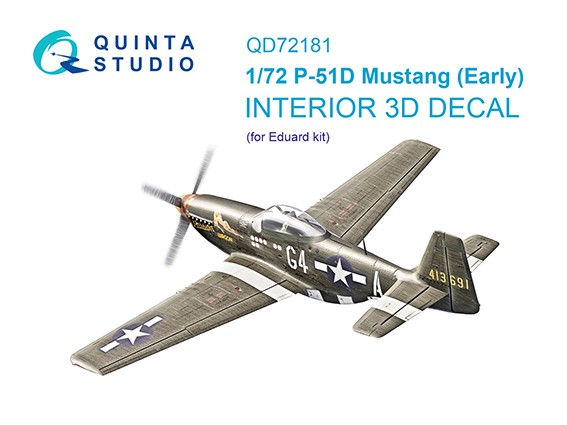 Quinta studio QD72181 P-51D Mustang Early (Eduard) 3D Декаль интерьера кабины 1/72