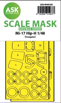 Art Scale 200-M48188 Mil Mi-17 Hip-H wheels and canopy frame paint mask (inside and outside) 1/48