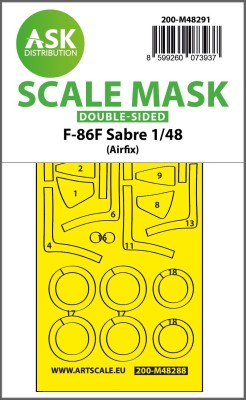 Art Scale 200-M48291 North-American F-86F Sabre wheels and canopy frame paint mask (inside and outside) 1/48