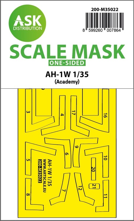 Art Scale 200-M35022 Bell AH-1W canopy frame paint mask (outside only) 1/35