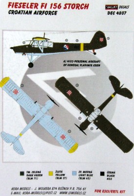 Kora Model DEC4807 Fi 156 Storch (Croatian Air Force) декали 1/48