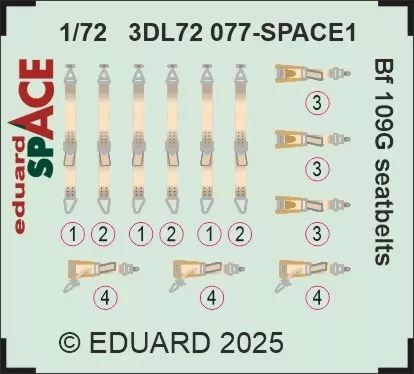 Eduard 3DL72077 Bf 109G seatbelts SPACE 1/72