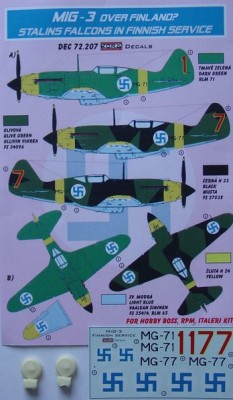 Kora Model DEC72207 MiG-3 in Finnish service декали декали 1/72