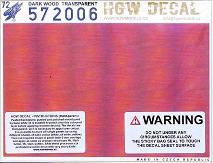 HGW 572006 Decals Dark Wood - NATURAL (transparent) 1/72
