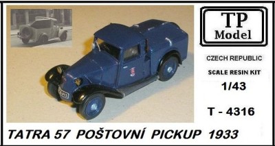 Tp Model TPMOT4316 1/43 TATRA 57 Postal Pickup 1933 (resin kit) 1/43