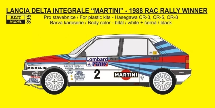 Reji Model M395 1/24 Transkit Delta HF Integrale 1988 RAC Winner 1/24