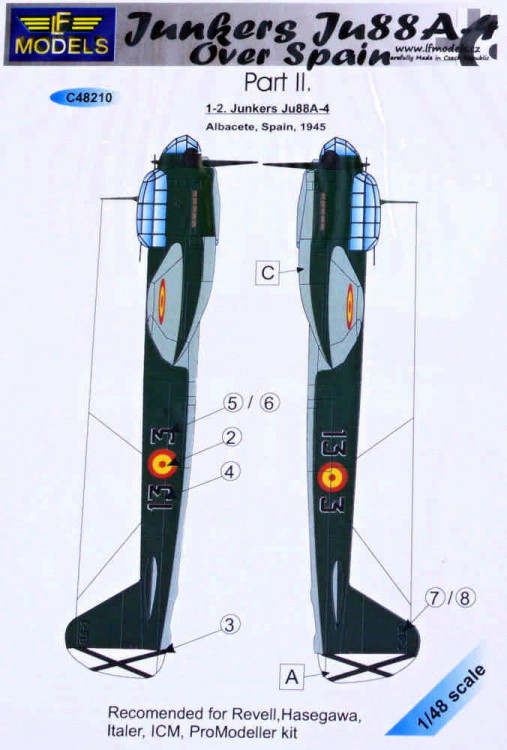 Lf Model C48210 Junkers Ju 88A-4 over Spain, Part 2 декали 1/48
